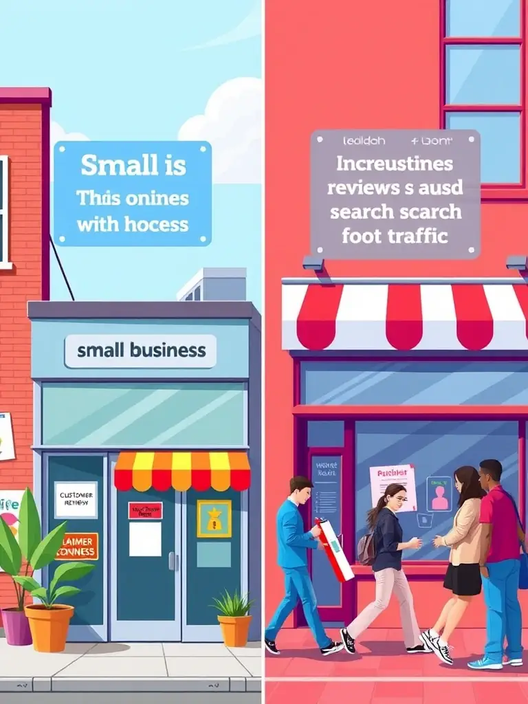 A before-and-after comparison graphic showing the improved online presence and customer engagement for a business after implementing the agency's services.