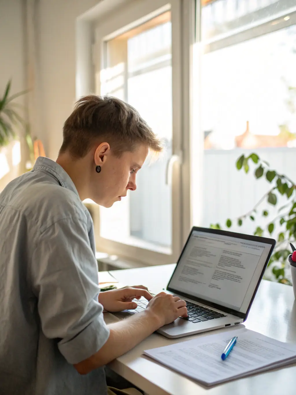 A person optimizing a Google Business Profile on a laptop, showcasing the process of enhancing local search visibility and attracting more customers.