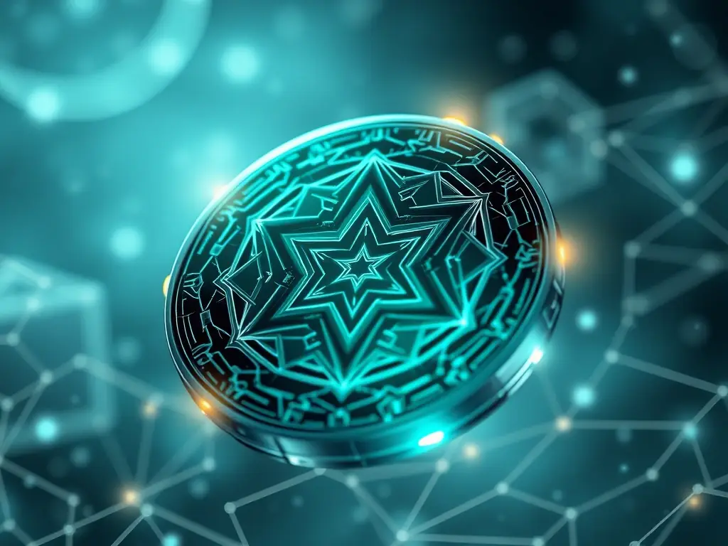 An abstract representation of a non-fungible token (NFT), showcasing its uniqueness and digital ownership.