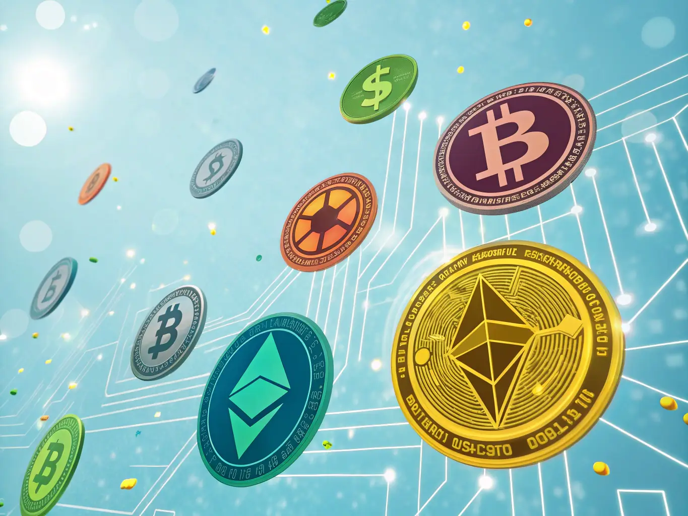 A futuristic image of various altcoins forming a digital constellation, representing the diversity and innovation within the cryptocurrency market. The image should convey excitement and opportunity.